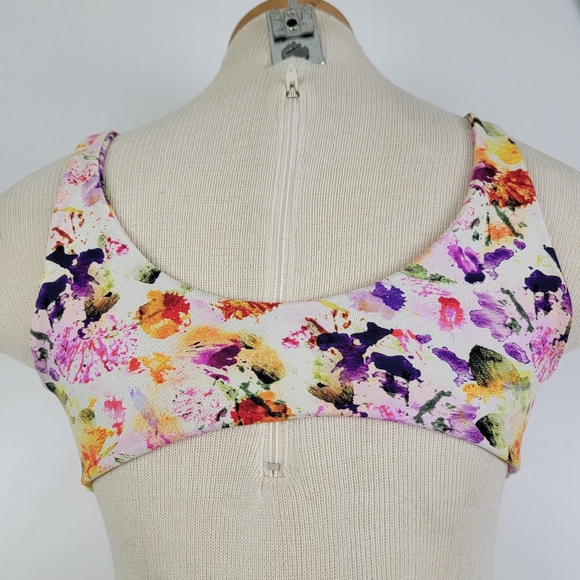 Martha Rey Anthropologie Tie Front Floral Bikini Top XS - Picture 2 of 5